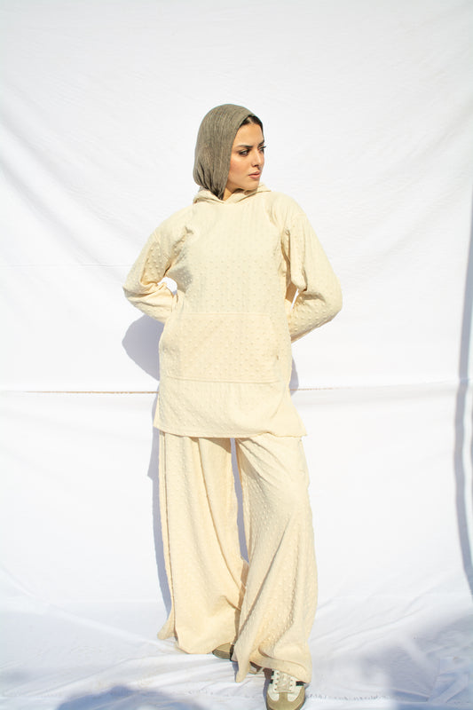 Relaxed Fit Wide-Leg Trousers _ Hoodie Luxe Textured