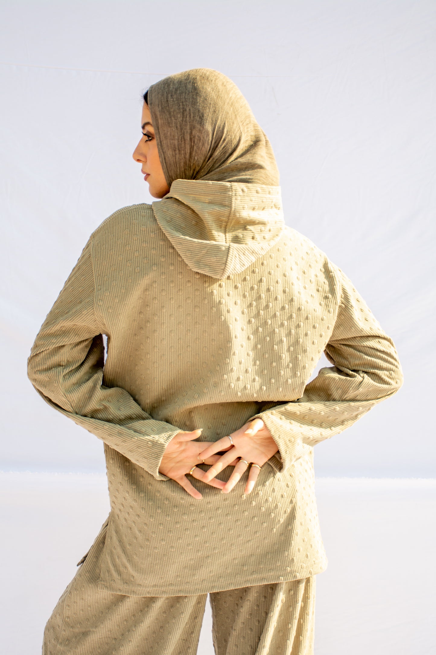 Relaxed Fit Wide-Leg Trousers _ Hoodie Luxe Textured