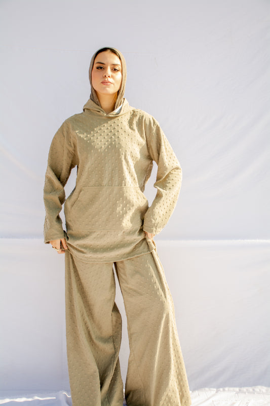 Relaxed Fit Wide-Leg Trousers _ Hoodie Luxe Textured
