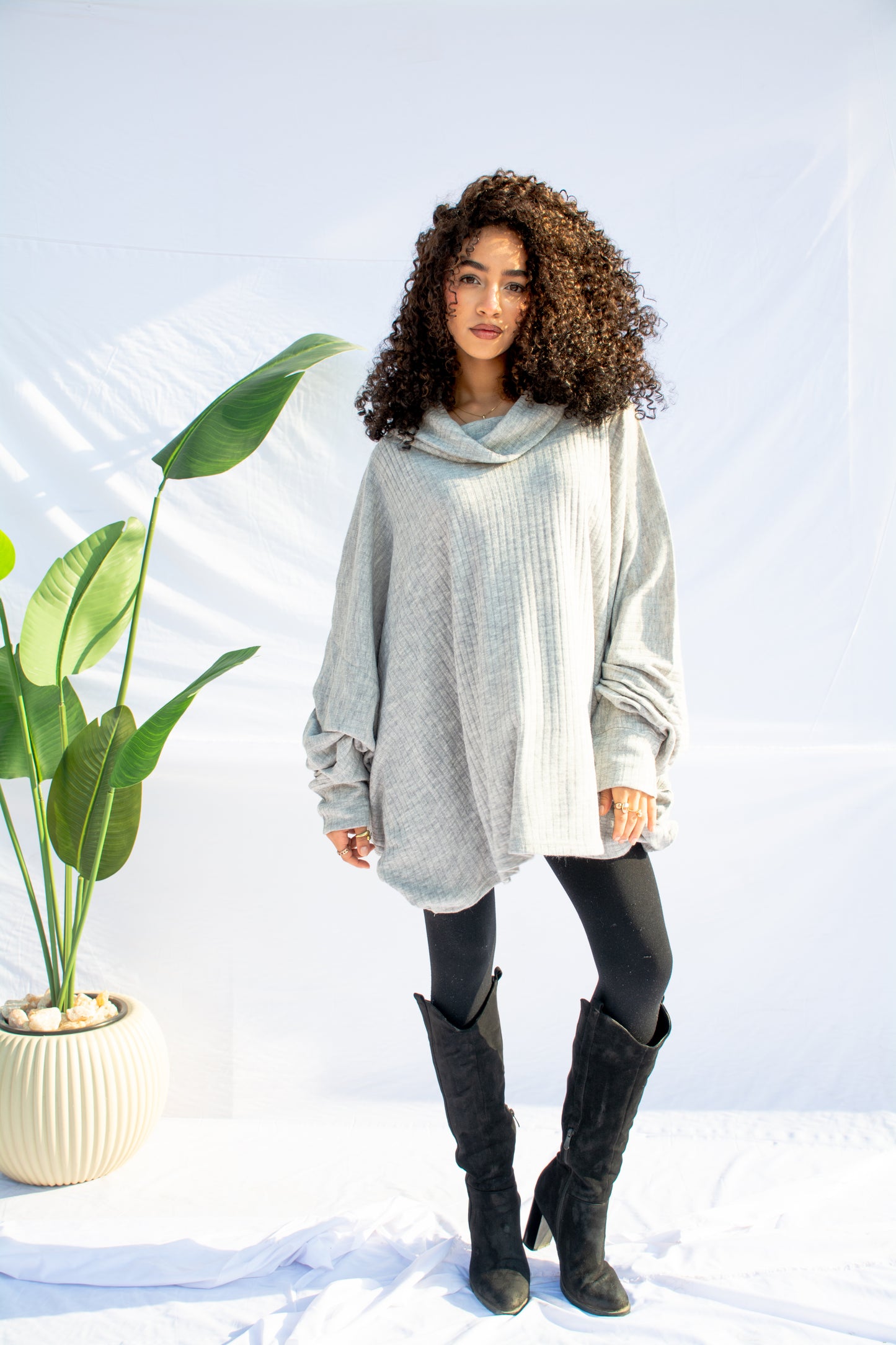 Cloud-Soft Oversized Cowl Neck Tunic