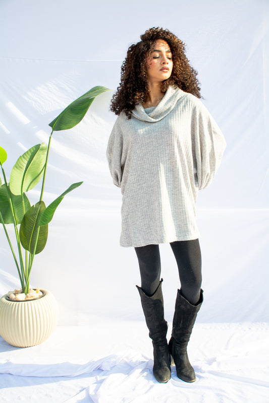 Cloud-Soft Oversized Cowl Neck Tunic