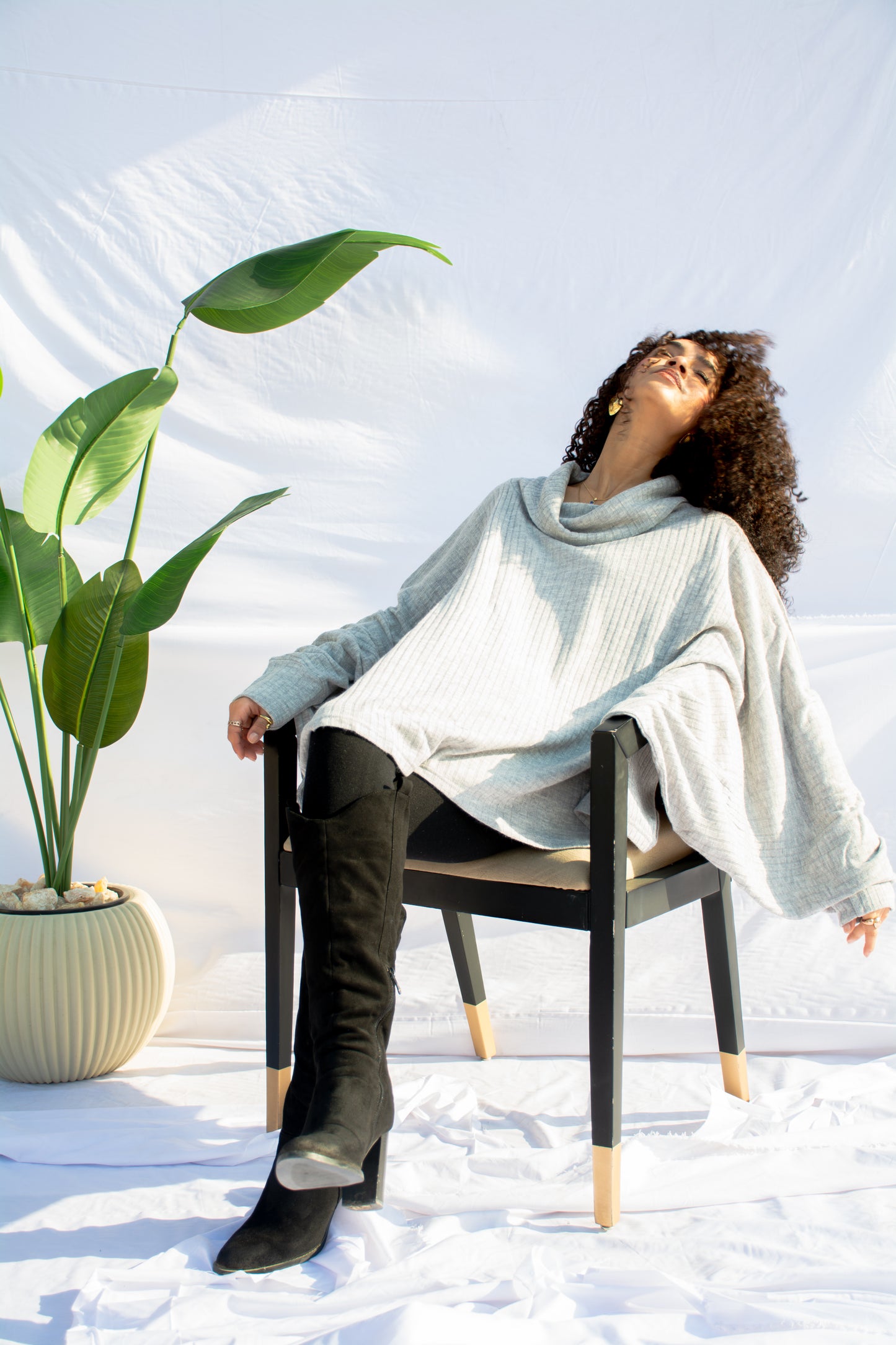 Cloud-Soft Oversized Cowl Neck Tunic