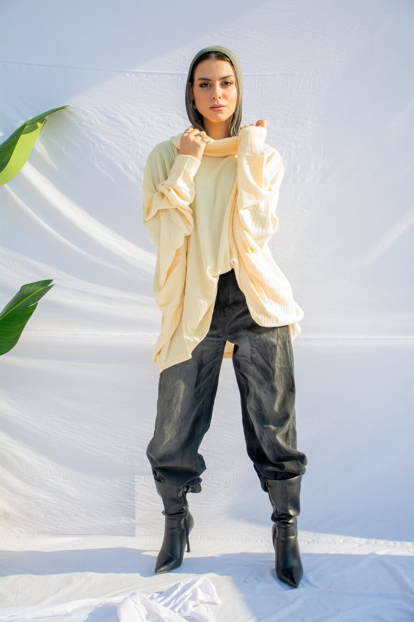 Cloud-Soft Oversized Cowl Neck Tunic