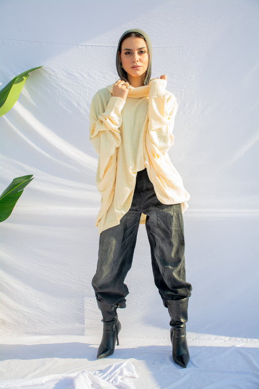 Cloud-Soft Oversized Cowl Neck Tunic