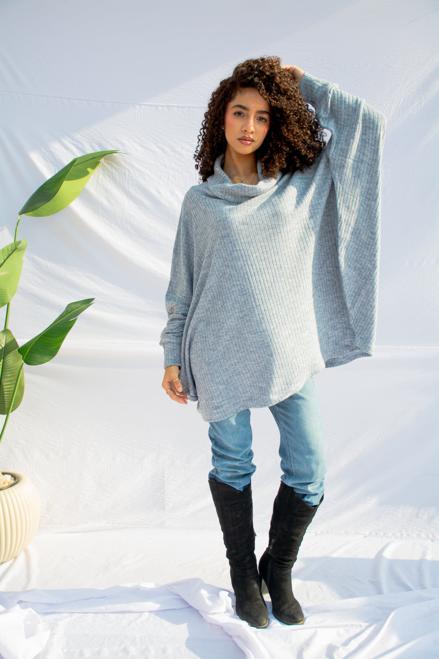 Cloud-Soft Oversized Cowl Neck Tunic