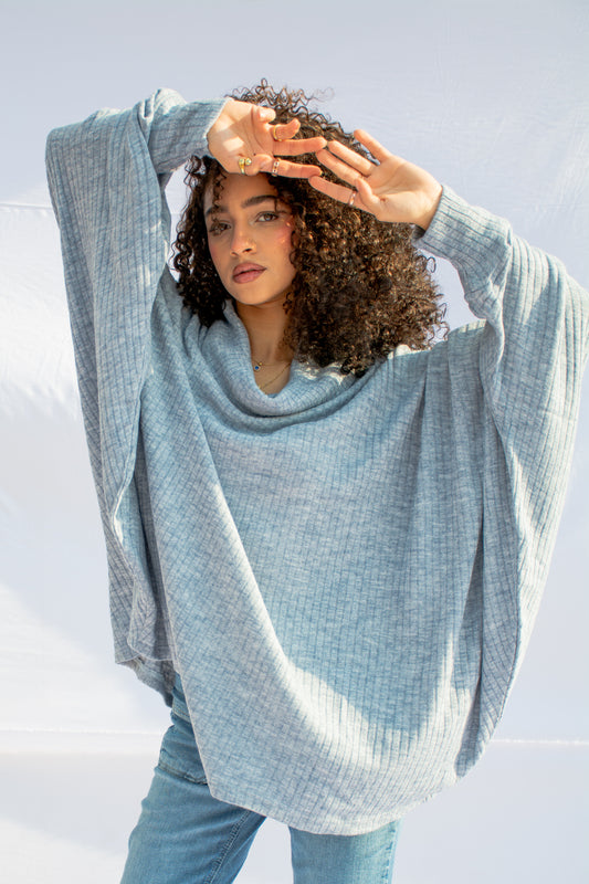 Cloud-Soft Oversized Cowl Neck Tunic