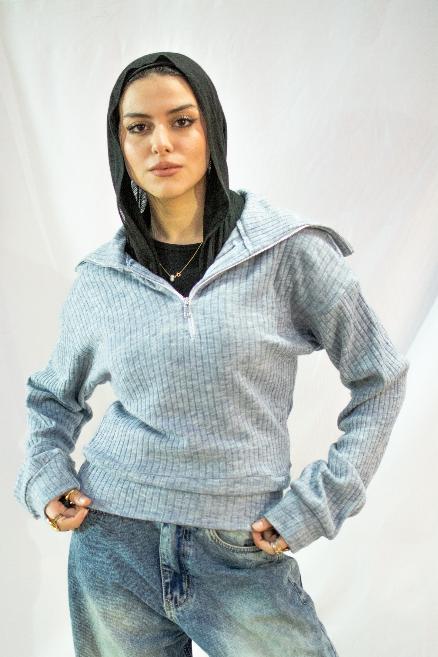 Soft Rib Zip Top