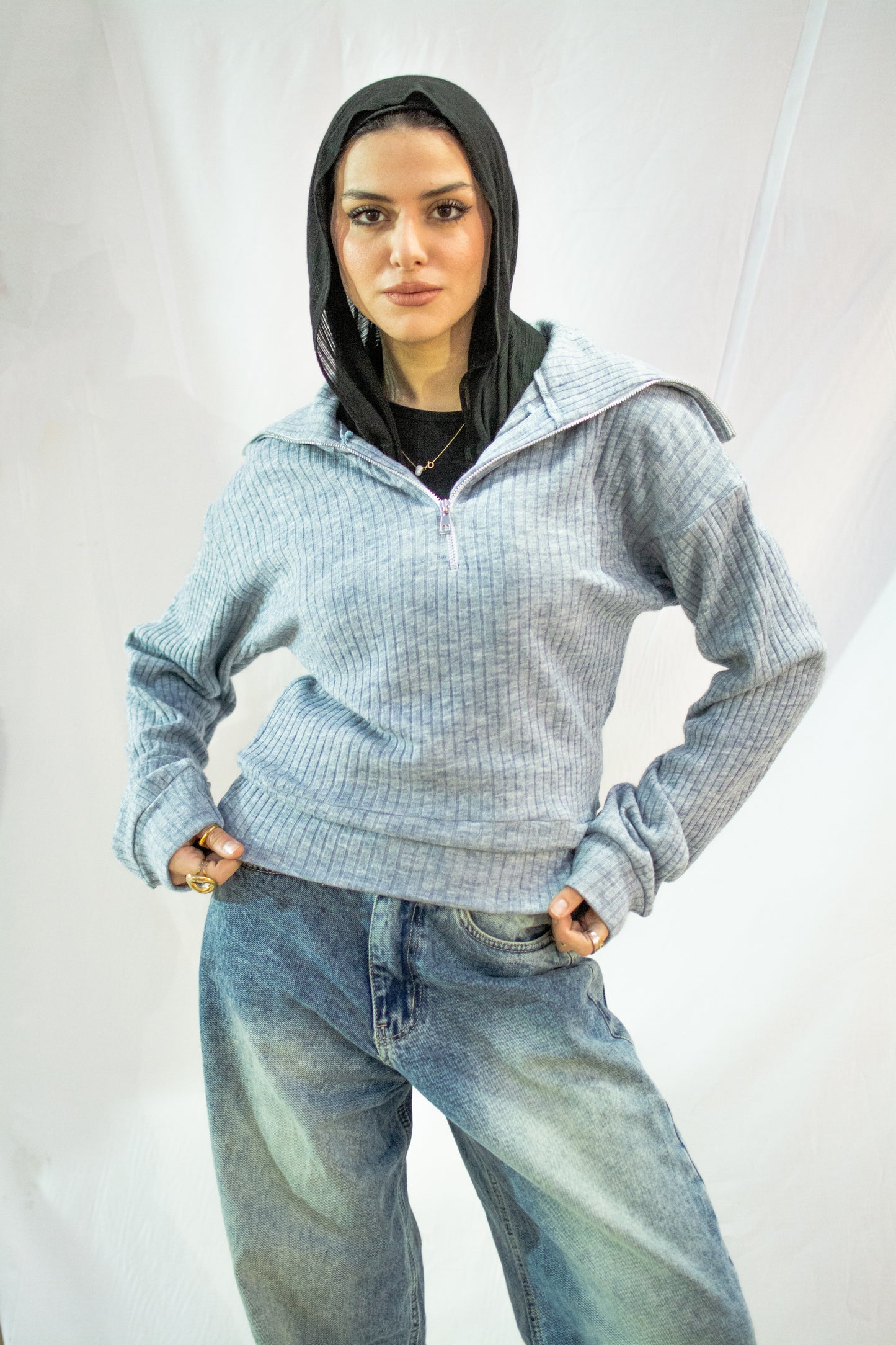 Soft Rib Zip Top