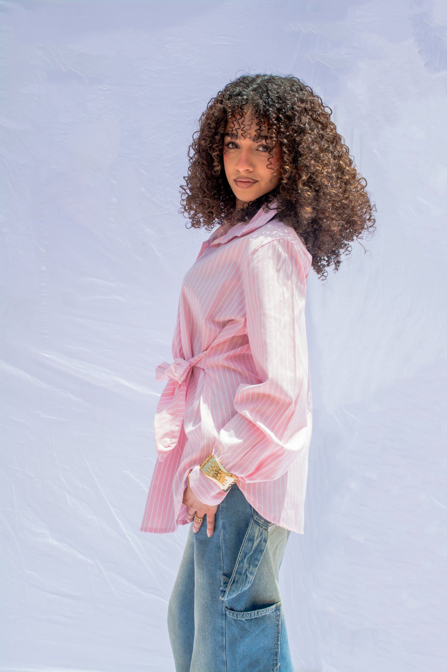 tie up summer shirt _ pink