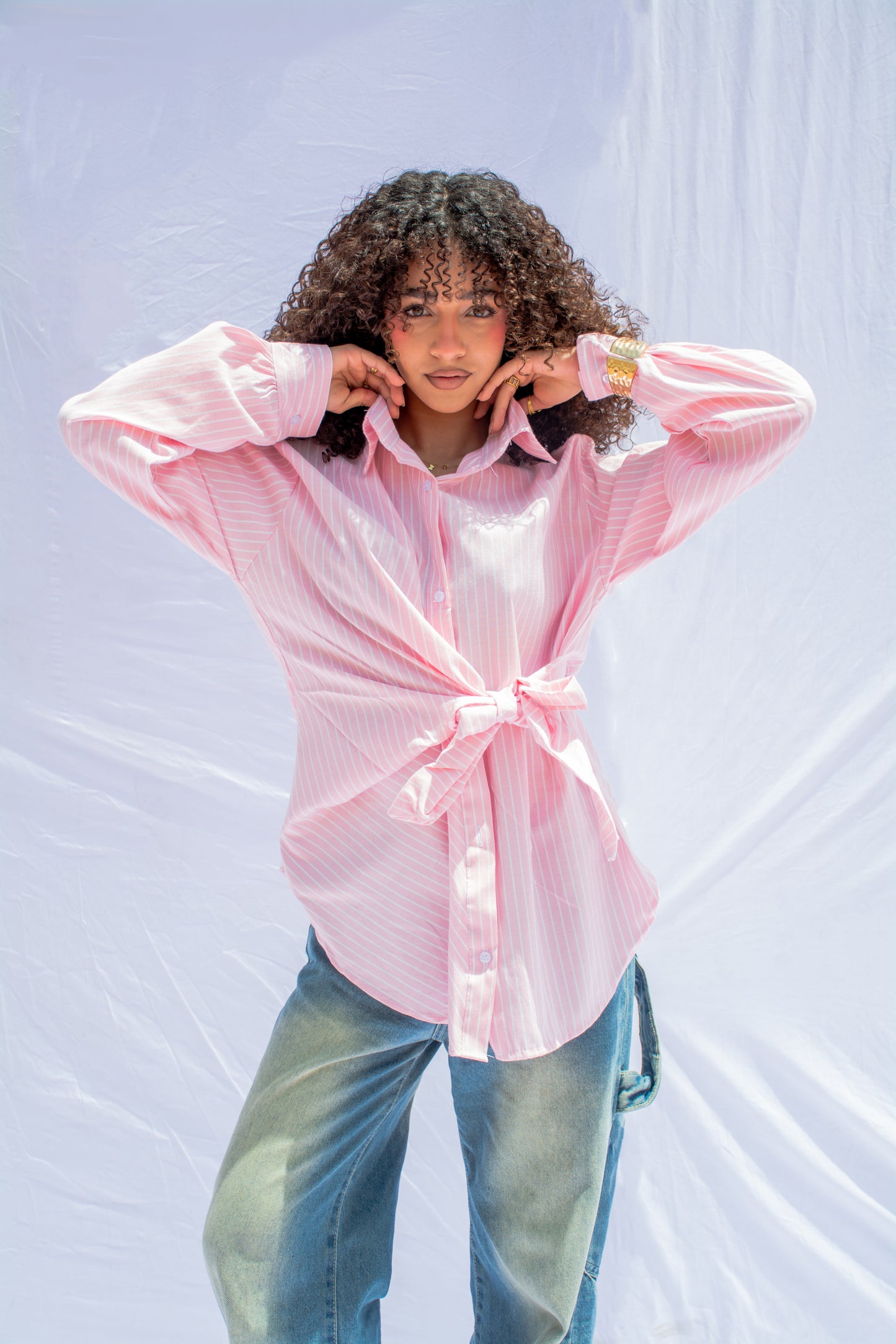 tie up summer shirt _ pink