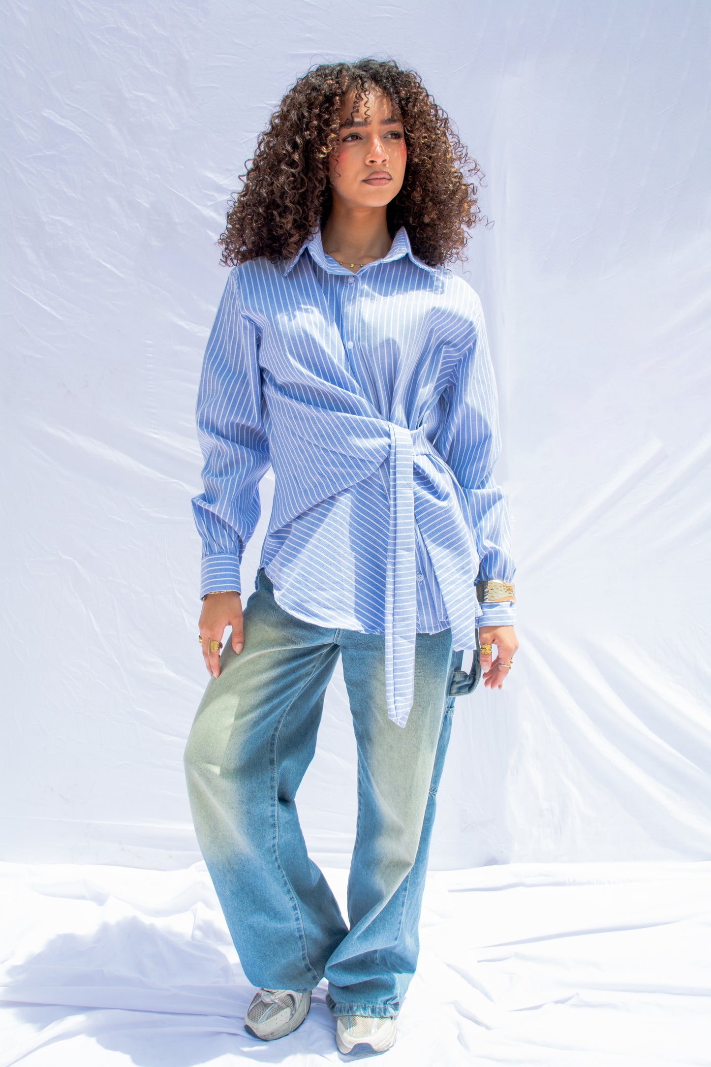 TIE-UP SUMMER SHIRT-BLUE