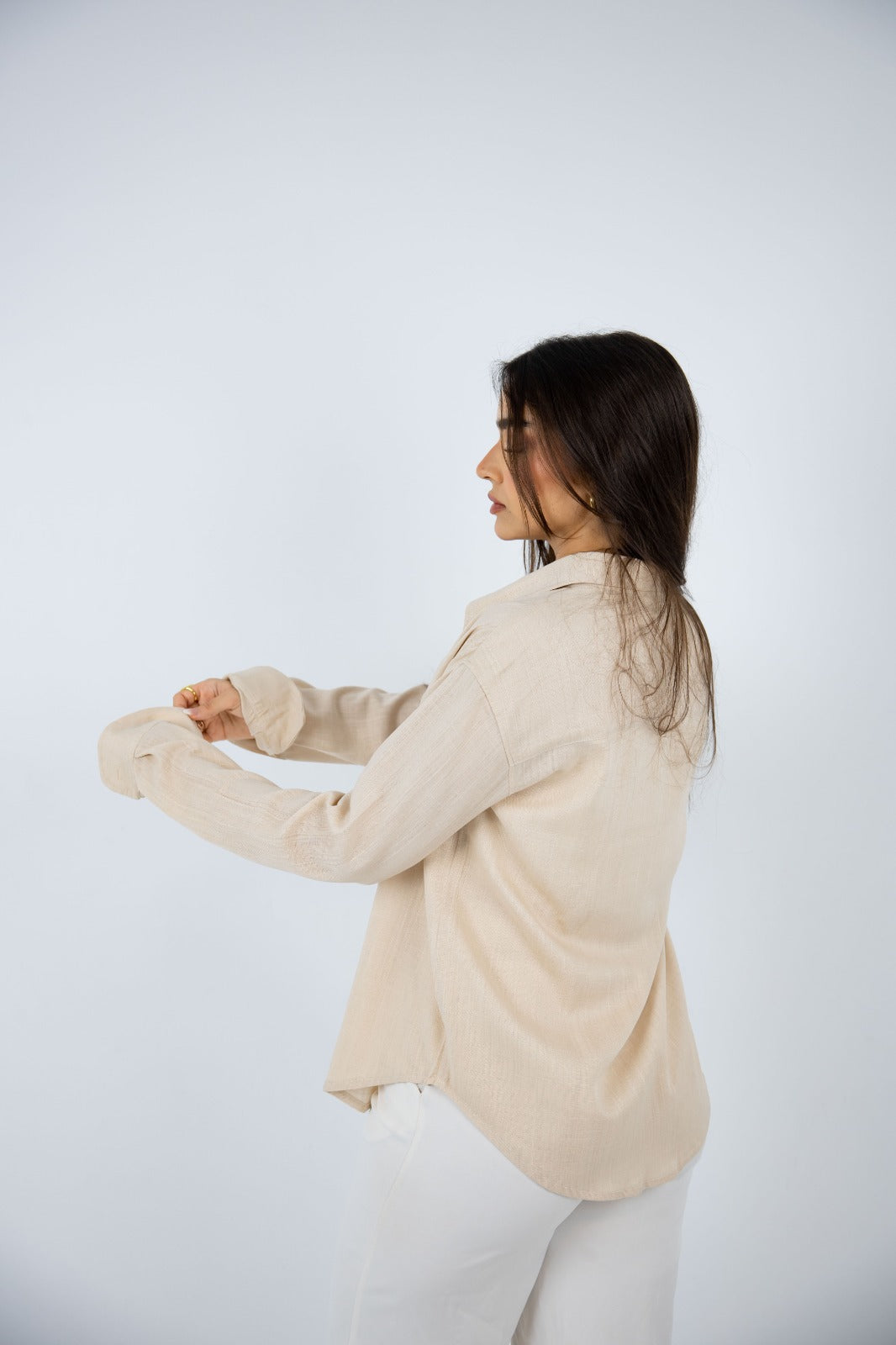 Linen Oversized Shirt – Beige